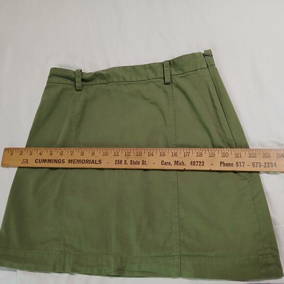 Loft Outlet Size 8 Olive Green Mini Skirt cotton/rayon blend side-zip - Picture 5 of 10